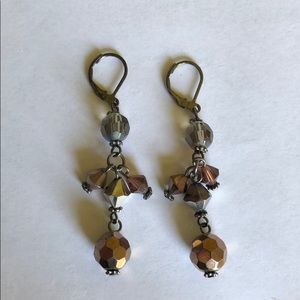 Brown metallic dangle earrings